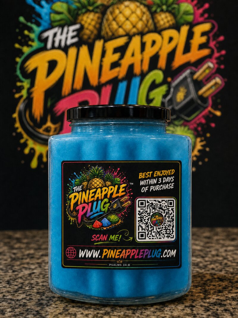Blue Razz flavored pineapples jar