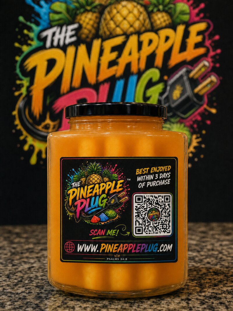 Orange flavored pineapples jar
